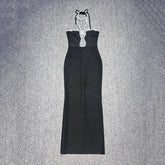 Black Diamond Strapless Maxi Bandage Dress